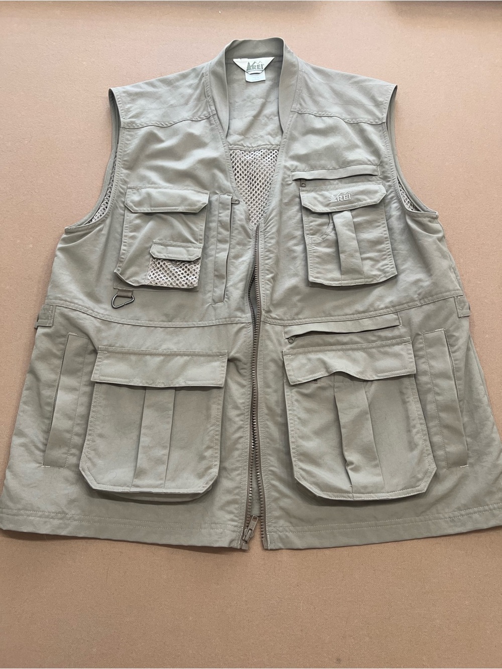 REI Mens Fishing Utility Vest Khaki Size Large